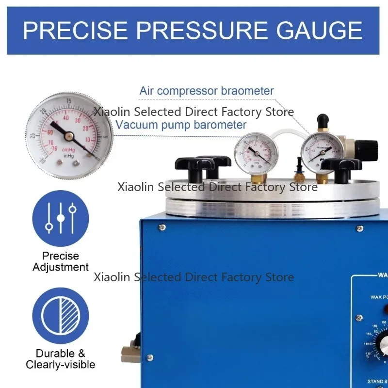 Double Zone 510W Wax Injector 0‑100℃ Independent Tank Valve Control Jewelry Casting Wax Injection Equipment