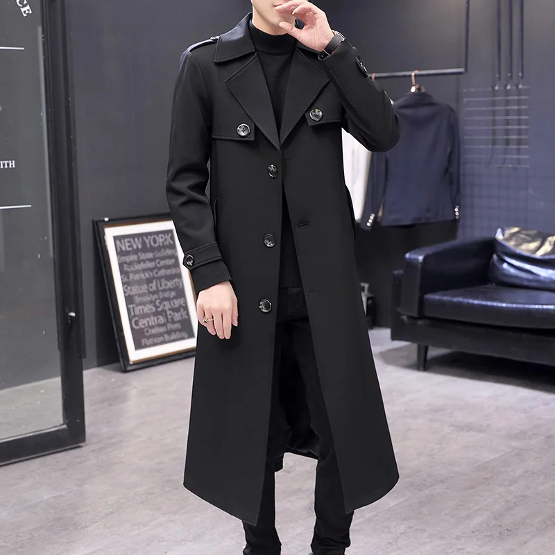 X-long Blackish Green Steampunk Style Clothing Slim Fit Trench Coat Man Classic Retro British Style Overcoats Mens Long Jackets