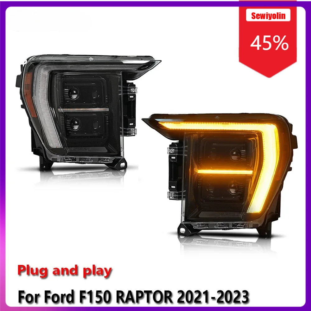 

Автомобильные светодиодные лампы Sewiyolin в сборе для Ford F150 RAPTOR 2021-2023, противотуманные фары DRL, стоп-сигналы поворота