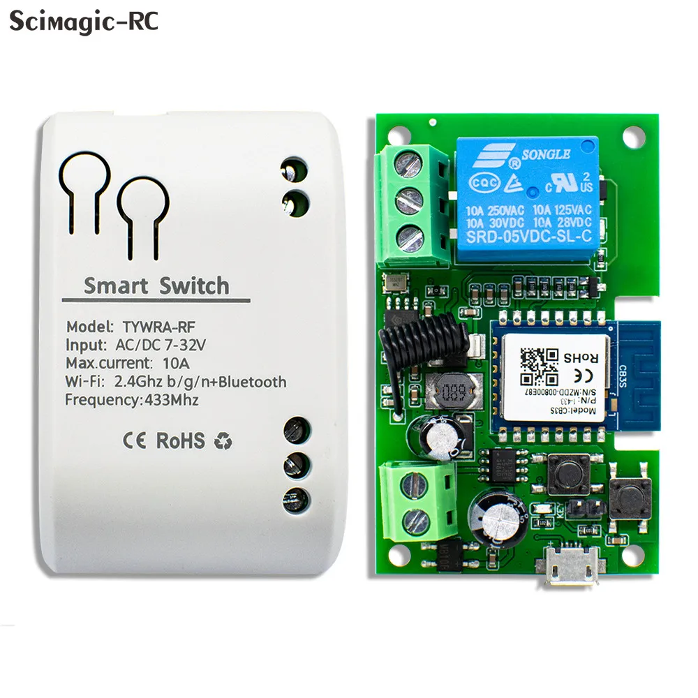 WiFi RF Switch Smart Garage Door Gate Opener Controller Work With Alexa Echo Google Home SmartLife/Tuya APP Controller 433mhz