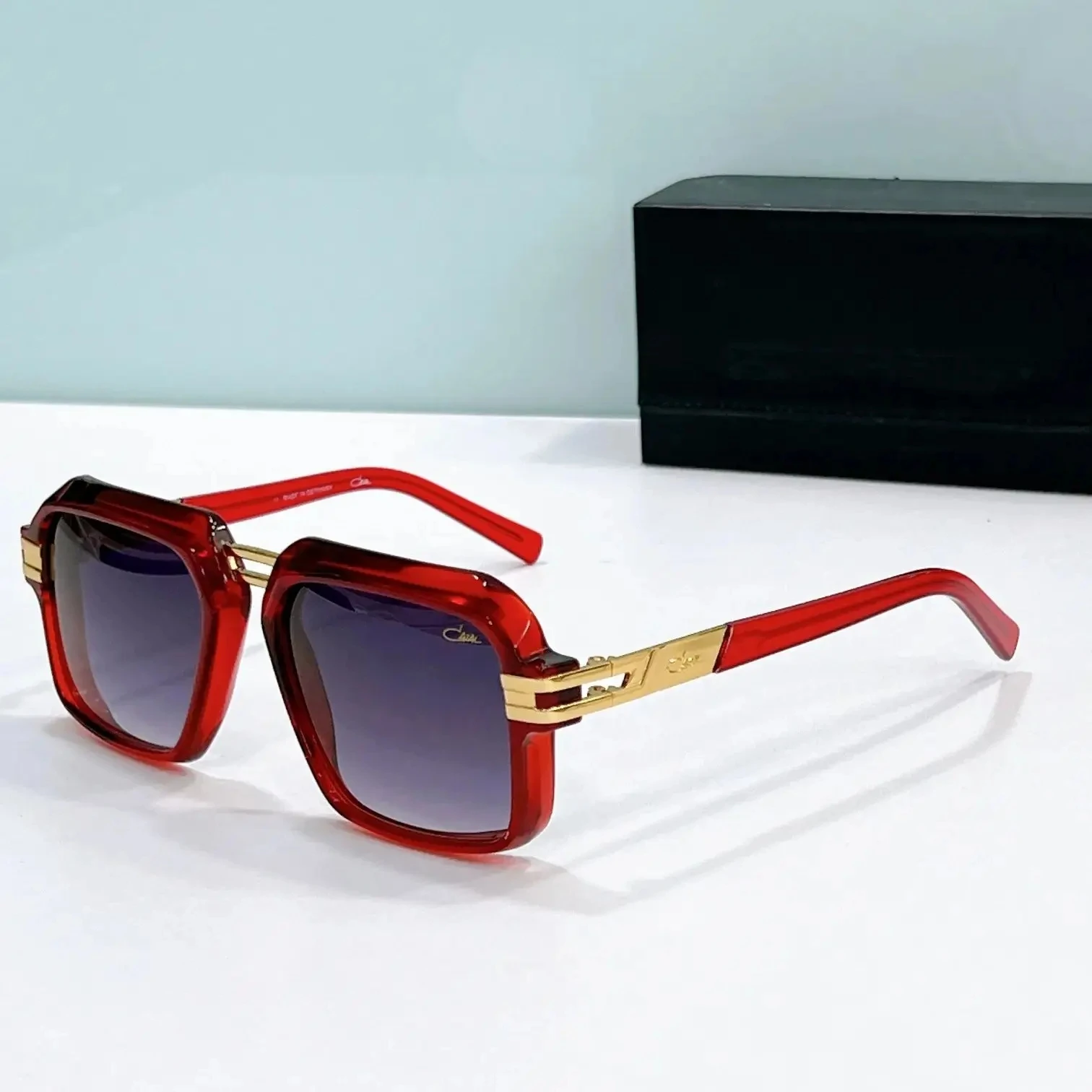 

Original ACAZAL MOD60043 Trendy Square Red Alloy+Acetate Frame Men Sunglasses Top Quality Luxury Designer Women Couple Eyewear