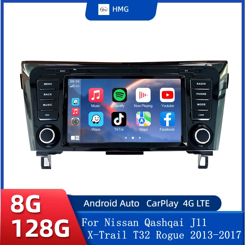 

HMG Android Auto Radio for Nissan Qashqai J11 X-Trail 3 T32 2013-2017 Car Multimedia Wireless CarPlay GPS Navigation Autoradio