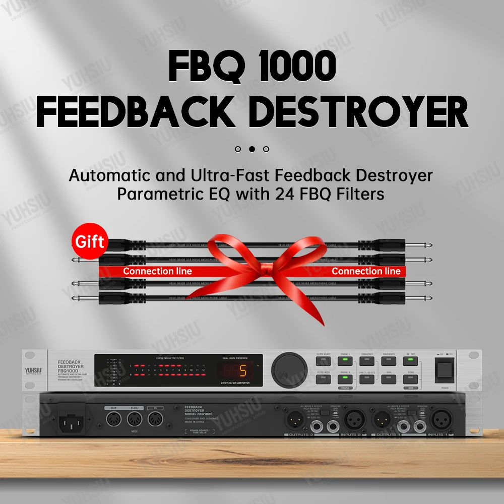 FBQ1000 2-Channel Automatic And Ultra-Fast Feedback Destroyer/Parametric EQ with 24 Filters For Karaoke Stage Speaker Protection