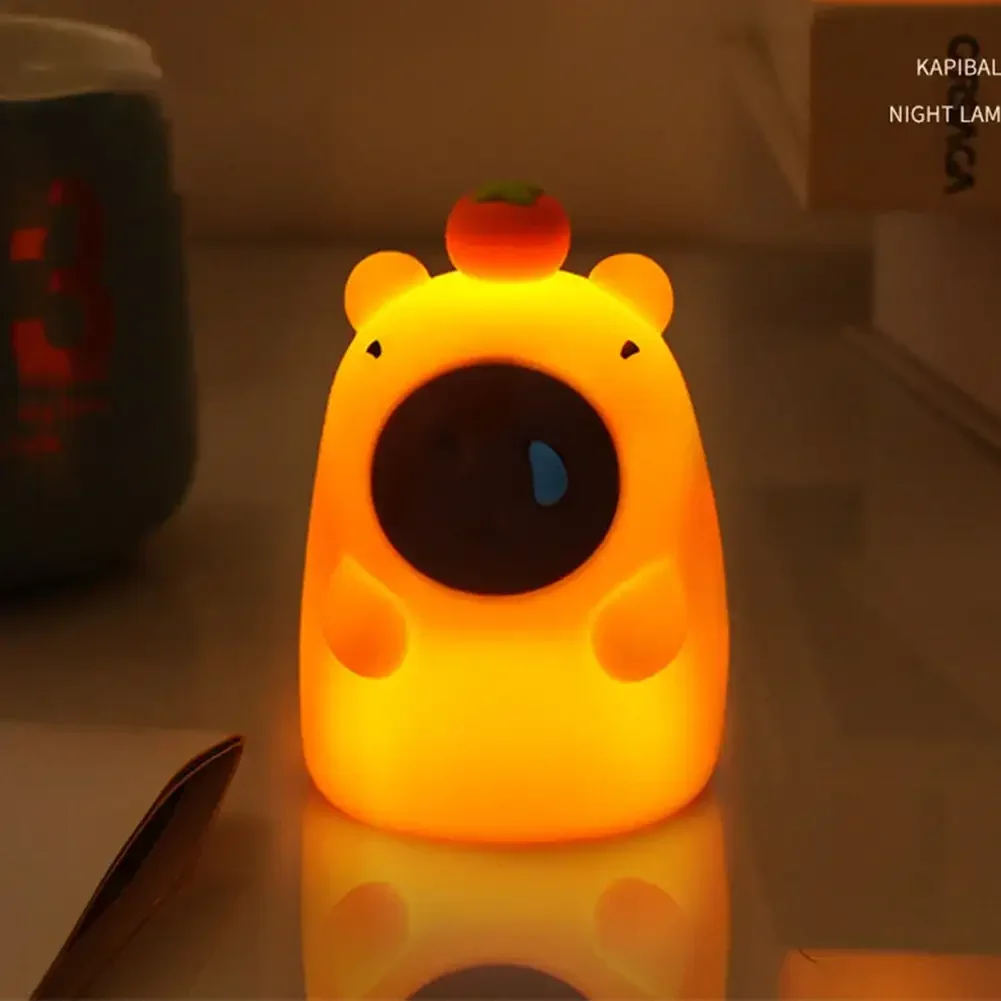 Cute Capybara Night Light Silicone Nightlamp USB Rechargeable Timing Lamp Patting Touch Control Led Lamp for Bedroom Living Room