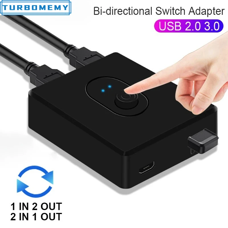 USB 2.0 3.0 Switch Selector 2 In 1 Out USB Two-way Sharing Switch Adapter Suitable  For PC Laptop Keyboard Mouse Controller Hub