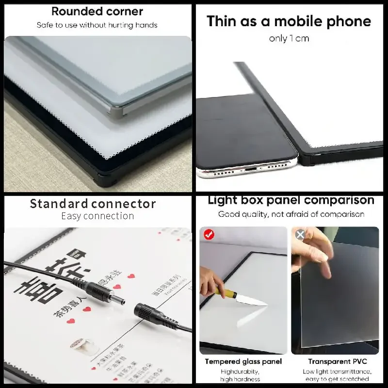 A1 A2 A3 A4 Customized Film LED Light Advertising Box Super Bright Slim Clip Poster Frame For Shops Menus Wall Mounted Billboard image 4