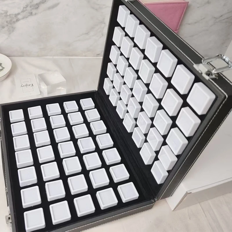 

Diamond Storage Box Gemstone Organizer PU Leather Gems Travel Showcase Stone Loose Diamond Piercing Jewelry Display Box