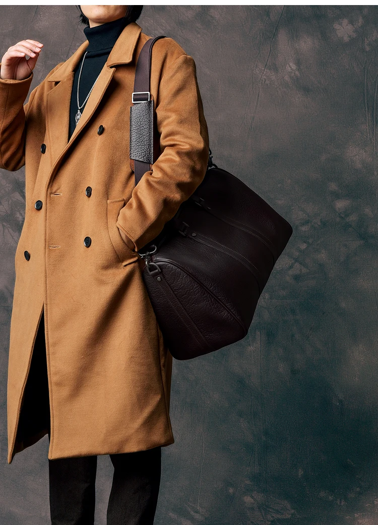 Vintage Designer handgemachte echtes Leder Herren Reisetasche Outdoor Fitness Luxus Rindsleder Damen Handtasche mit großem Fassungsvermögen – Detail 4