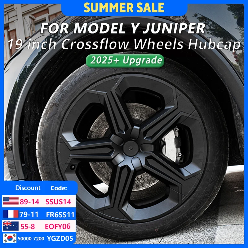 

4PCS 2025 Hubcap for Tesla Model Y Juniper Wheel Cover 19 inch Performance Crossflow Wheel cap tools Replacement Car Accessories
