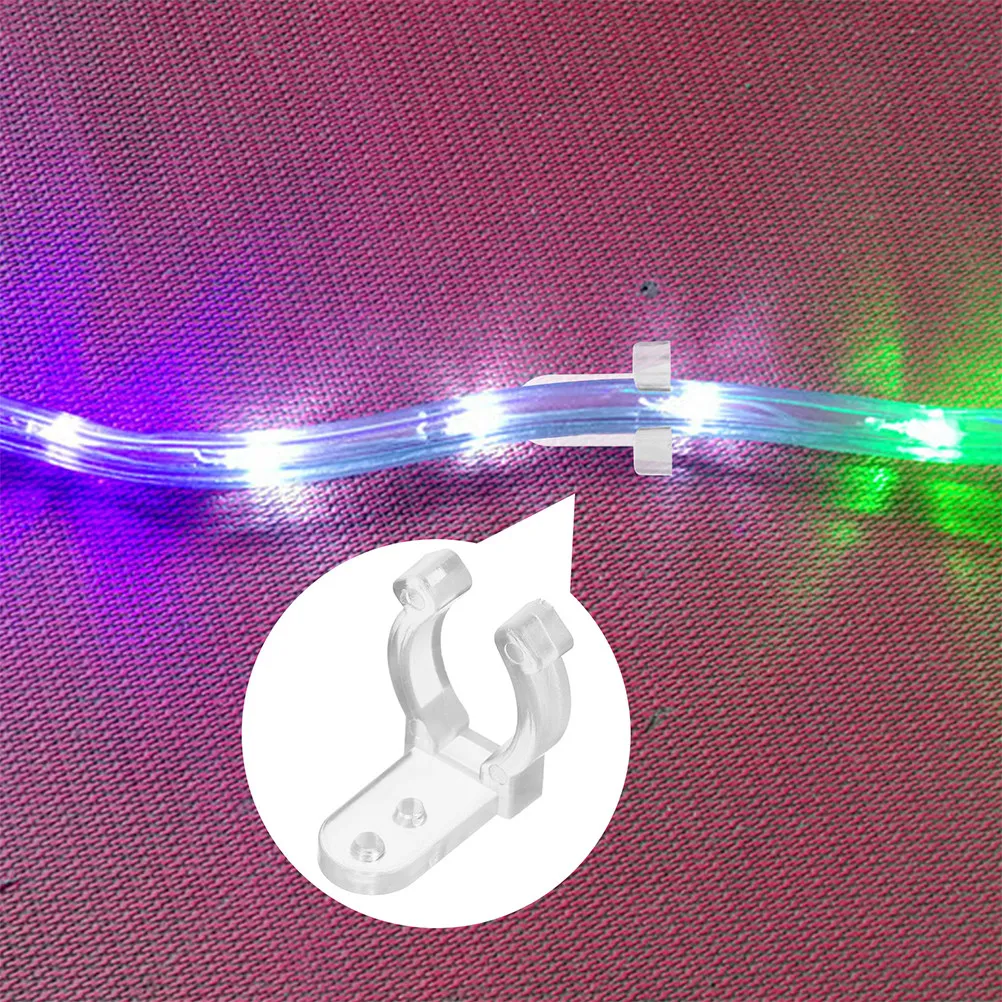Rope light mount clips for home owners to secure rope light installation with 50 clips and 100 screws transparent plastic