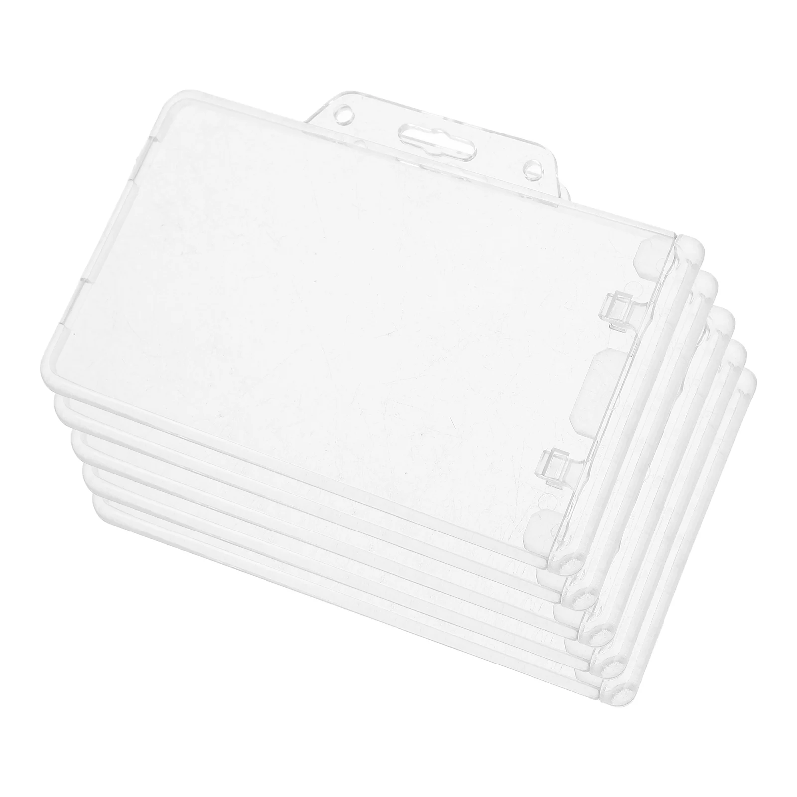 

5pcs Clear ID Card Badge Holder Sleeve Protector Covers Horizontal Name Tag Holders Reusable Transparent Card Protectors