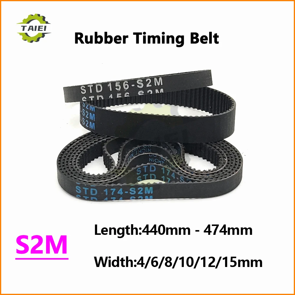 

S2M Rubber Synchronous Belt Length 440 442 444 446 448 450 452 454 456 460 464 468 470 474mm S2M Drive Timing Belt Width 4-15mm