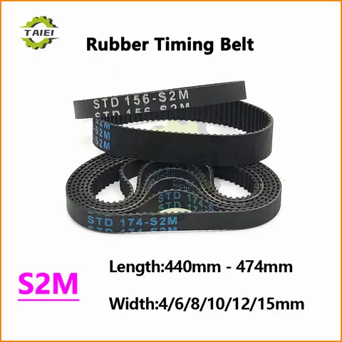 S2M Rubber Synchronous Belt Length 440 442 444 446 448 450 452 454 456 460 464 468 470 474mm S2M Drive Timing Belt Width 4-15mm