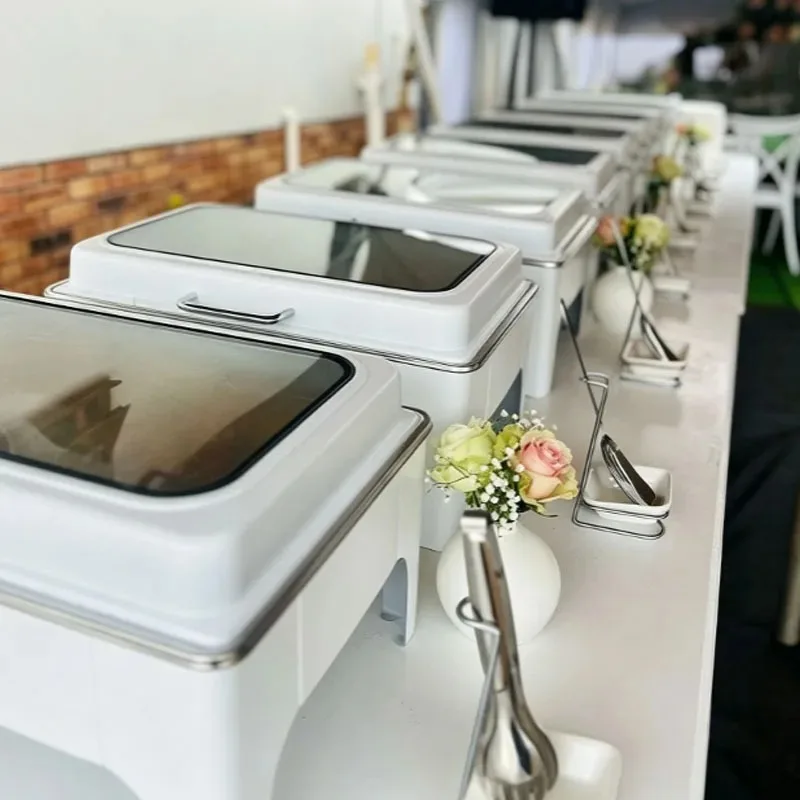 Luxury Stainless Steel 9L Chafing Dish Rectangle Hydraulic Buffet Sets Food Warmer For Catering