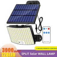 1PC 128LED Split Solar Light Outdoor Waterproof with Motion Sensor Floodlight Remote Control 3 Modes for Patio Garage Backyard