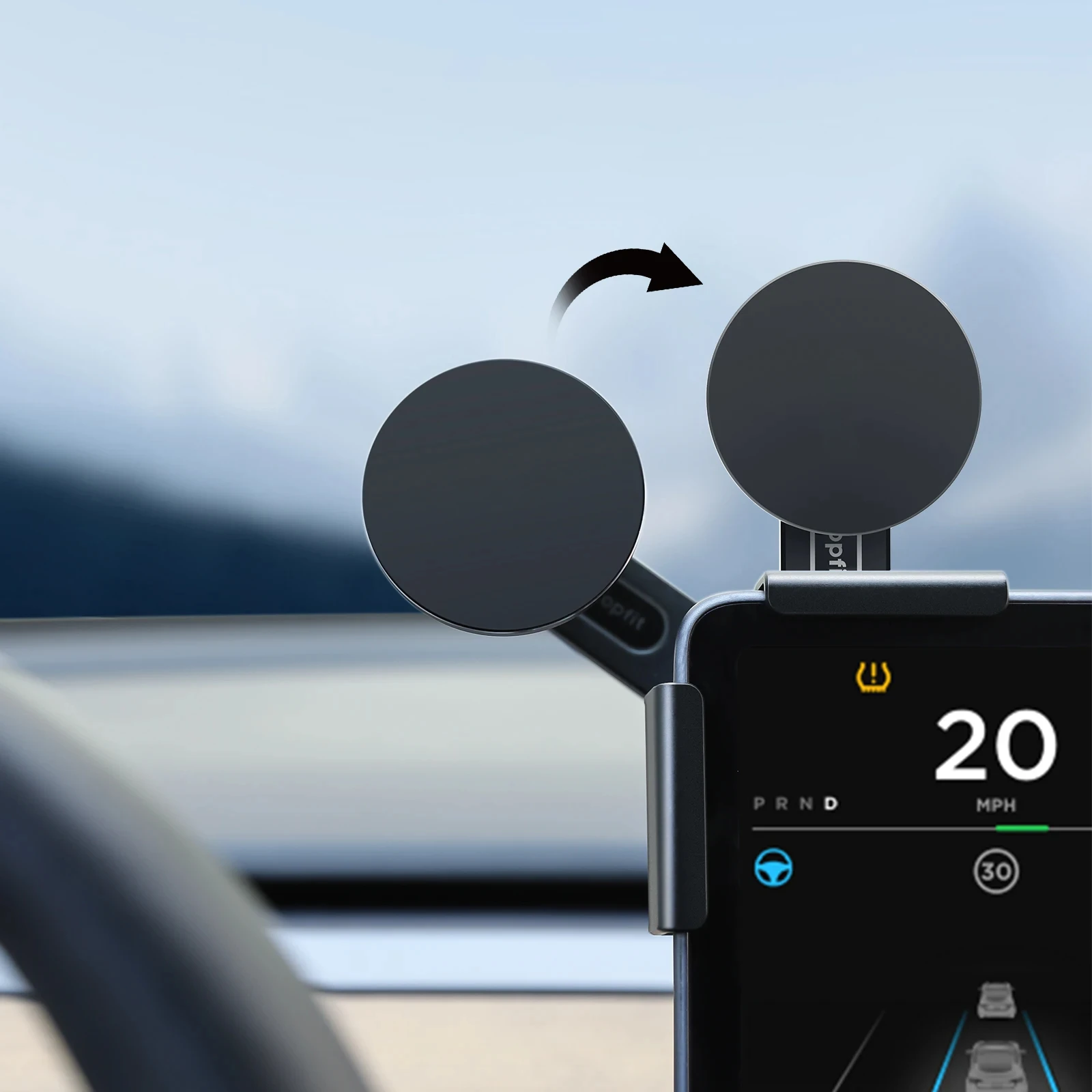 ل تسلا نموذج 3/Y/S/X هايلاند شاشة السيارة حامل هاتف مغناطيسي 360 ° شحن لاسلكي دوار لهاتف iPhone 12-14 Pro Max