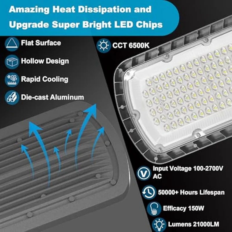 LED Parking Lot Lights,150W Dusk To Dawn Parking Lot Light,Waterproof 6500K 21000LM Outdoor Area Lighting Street Lights