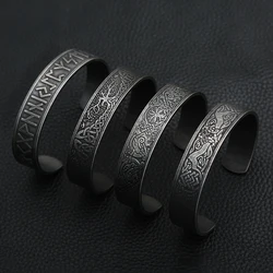 Black Vintage Celtic Knot Bracelet Nordic Stainless Steel Tree Of Life Viking Bracelet Men's Amulet Jewelry Gift Dropshipping