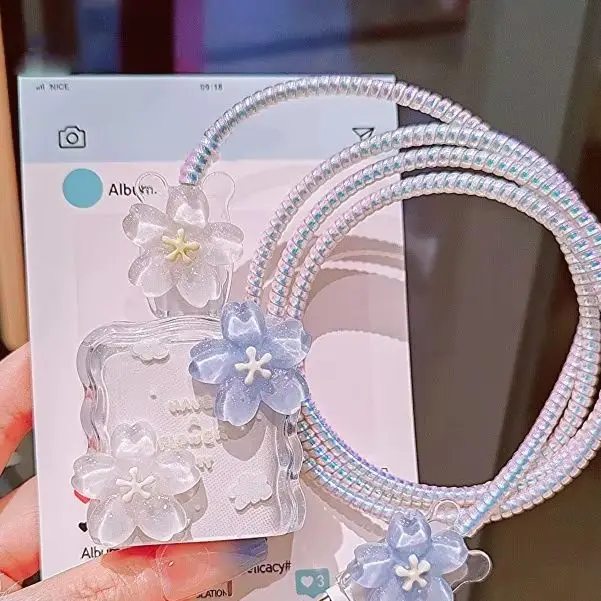 Flower Transparent USB 20W Phone Charger Protective Case With Cable Winder Cover For Phone Power Adapter Protector