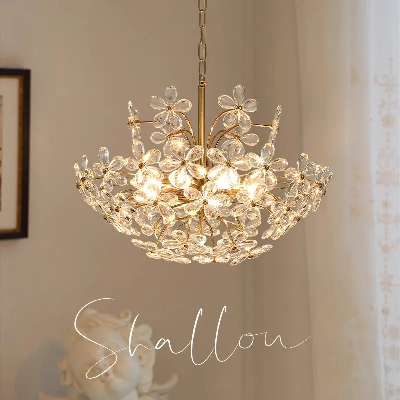 French crystal chandelier French pastoral American retro style Bedroom dining room Cloakroom Light luxury modern lamps