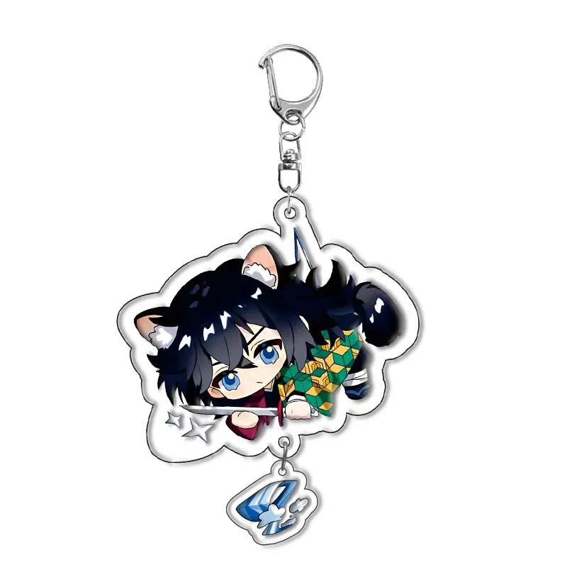Anime Demon Slayer 6cm 2D Acrylic Keychain Pendant Cartoon Bag Hanger Student Key Holder Enthusiast Boys Girls Gift view 2