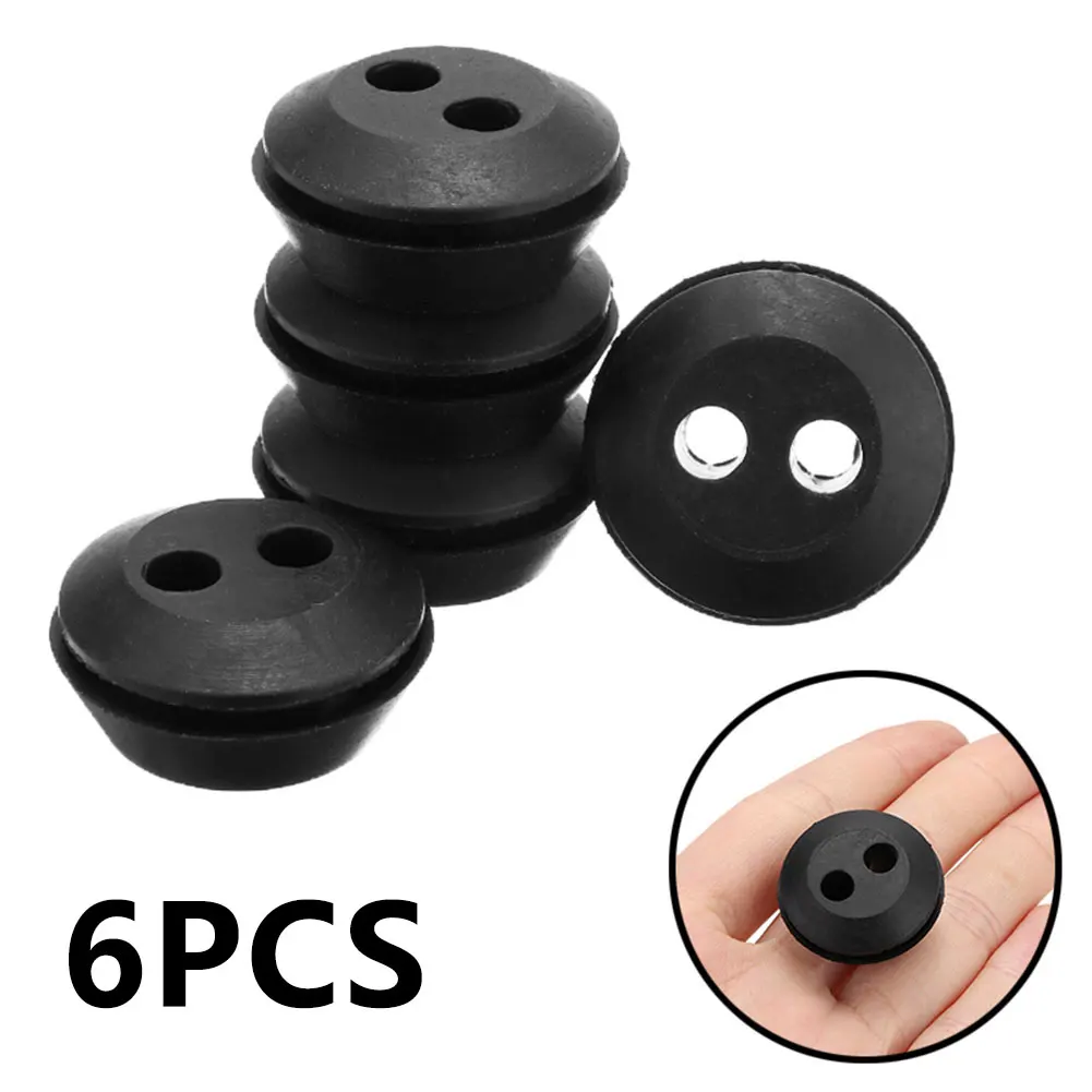 6Pcs Fuel Tank Rubber Grommet 2 Holes Brush Trimmer Replacement Seal Grommet String Trimmer Parts Garden Tool Parts