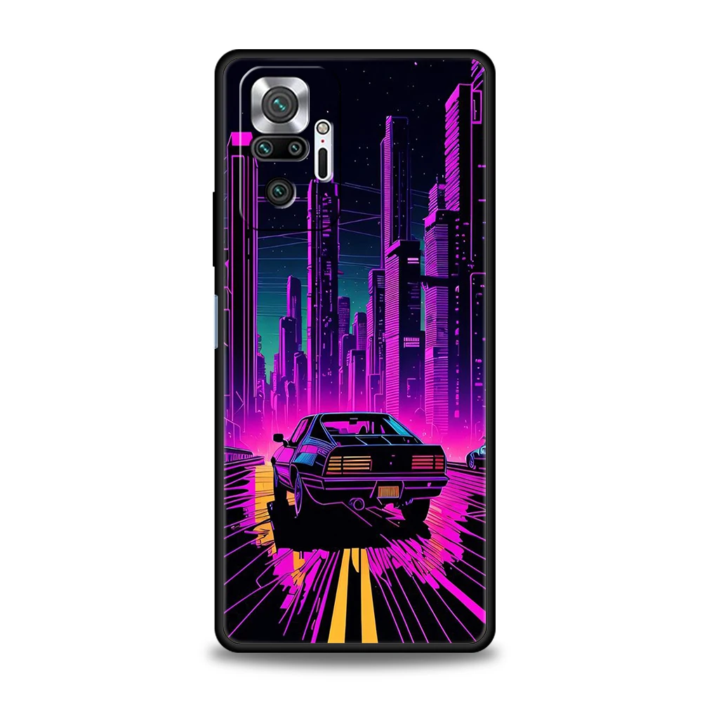 Synthwave Retro Phone Case Cover for Redmi Note 12 11 10 Pro Plus 8 8T 9 K50 K40 Gaming 9A 9C 9T Pro Plus Silicone Shell Capas