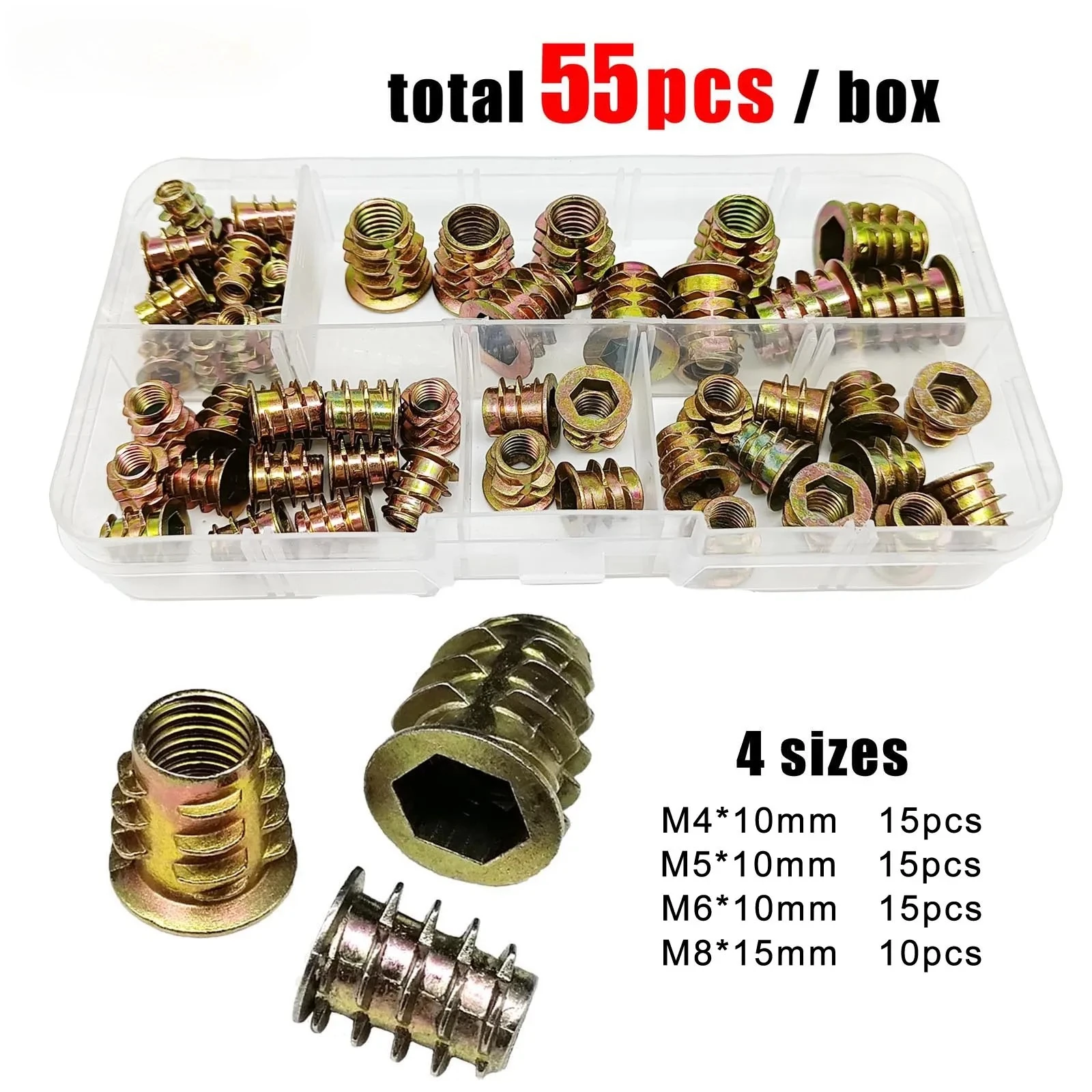 165/75/55 шт. гайка с резьбой E-гайка M4 M5 M6 M8 Набор для деревянной мебели Кровать Шкаф Стол Встроенная шестигранная головка с шестигранной головкой