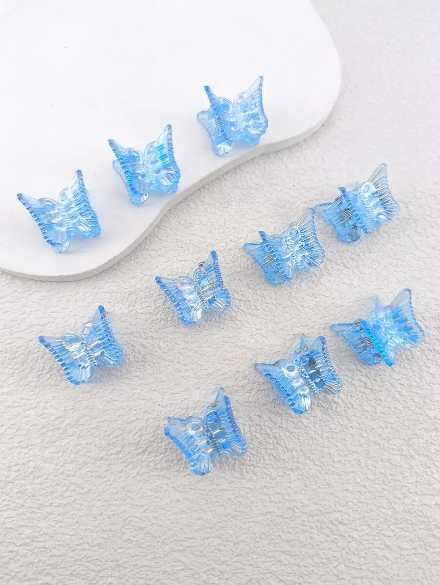 

10Pcs Sky Blue Butterfly Plastic Hair Clips For Women Claw Clip Fashion Hair Accessories