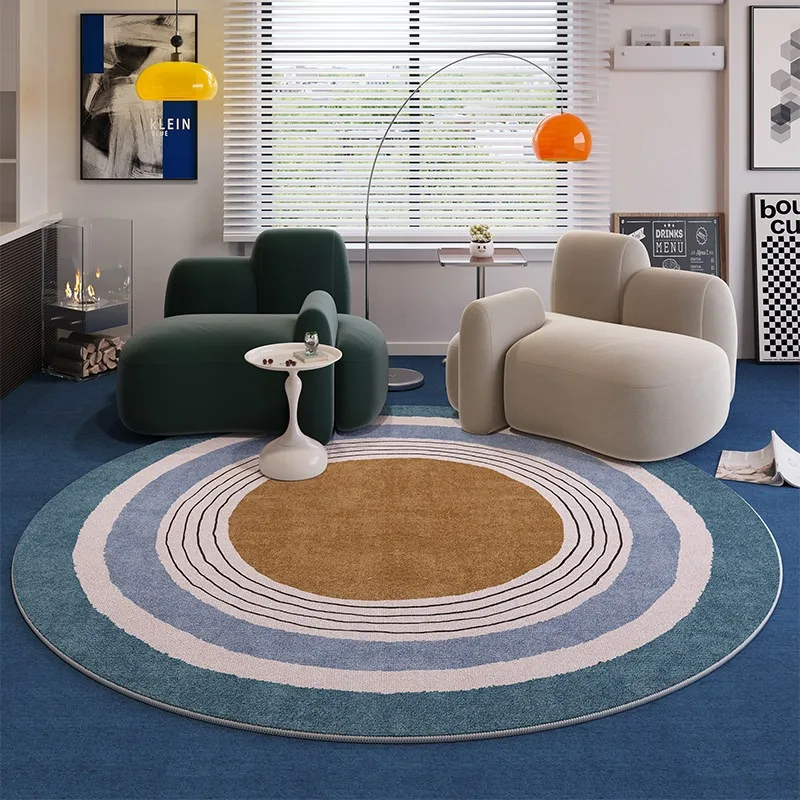 Round Living Room Carpet Large Size Loop Pile Rug Stain-resistant Wear-resistant Rugs Retro High-end Home Decoration Floor Mat