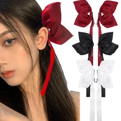 Sweet Bow Hair Clip White Red Black Satin Bowknot Hair Clips Girl Women Solid Hairpin Korean Headwear Headband Hairs Accessories