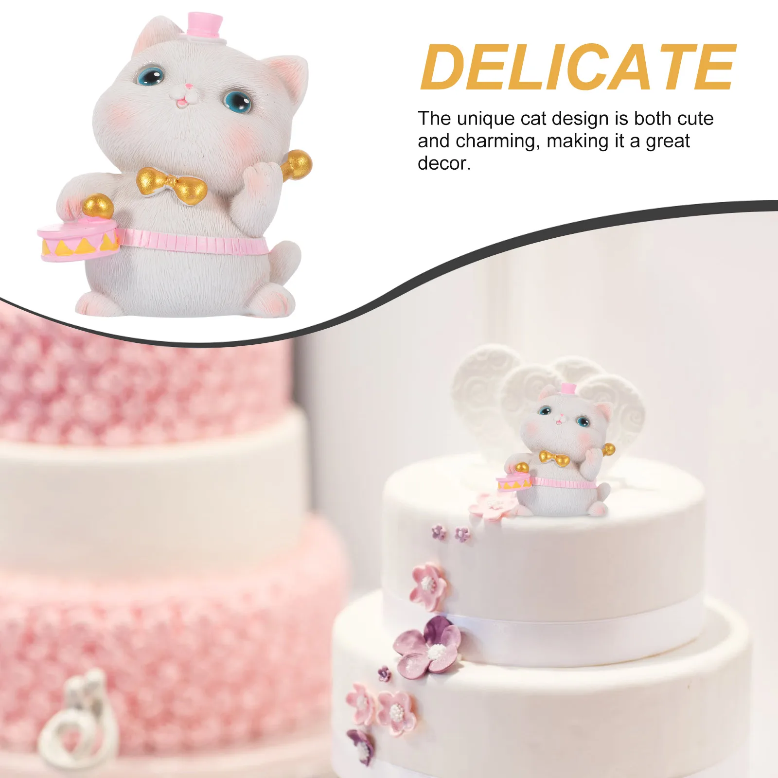 

Miniature Cat Kitten Statue For Garden Decor Outdoor Yard Cake Topper Animal Cat Statue Mini Ornament Bonsai Mini Decor