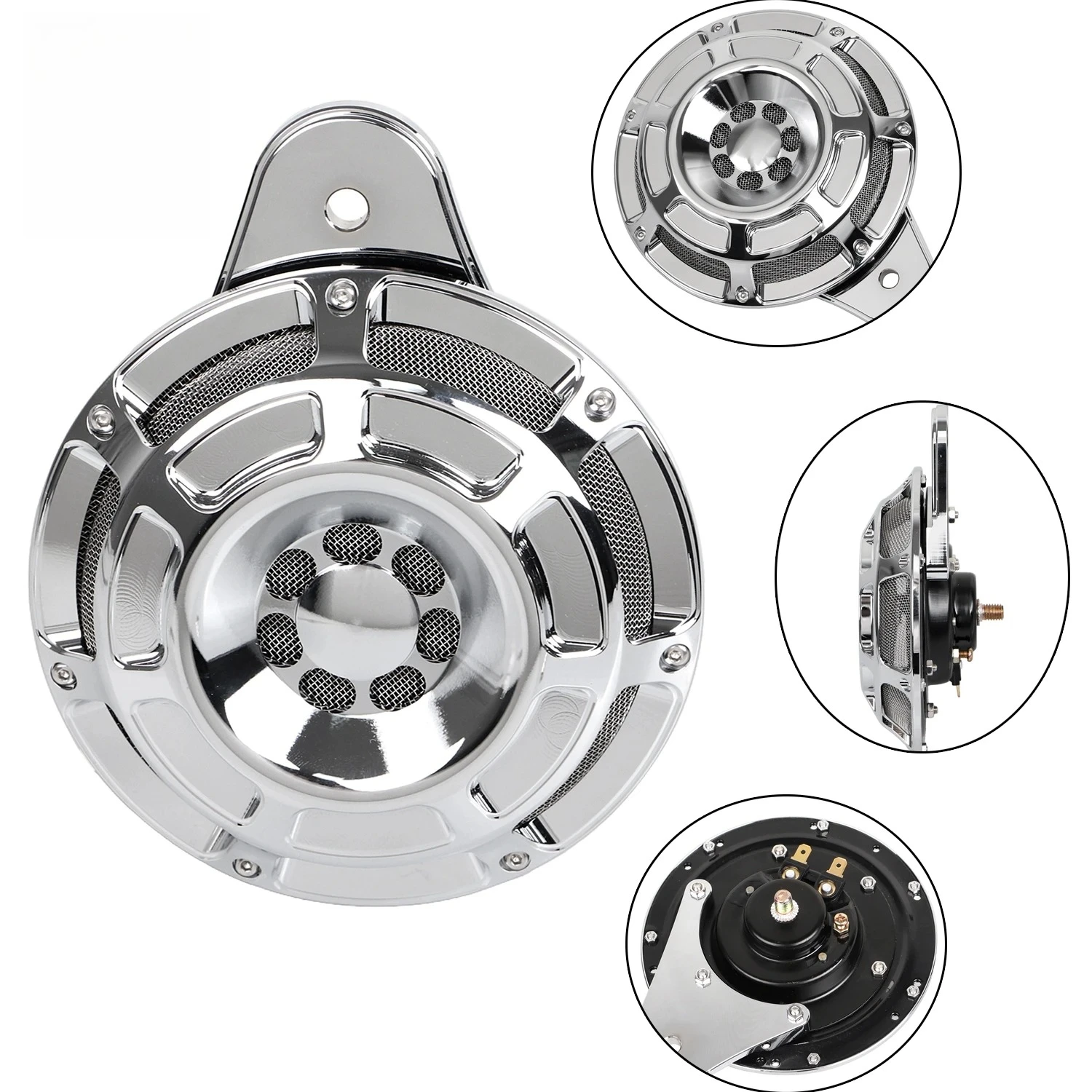 Chrome For Harley Horn Speaker Cover Sportster 1200 Heritage Softail Springer Classic FLSTC FXSTS Night Train Fat Boy Dyna