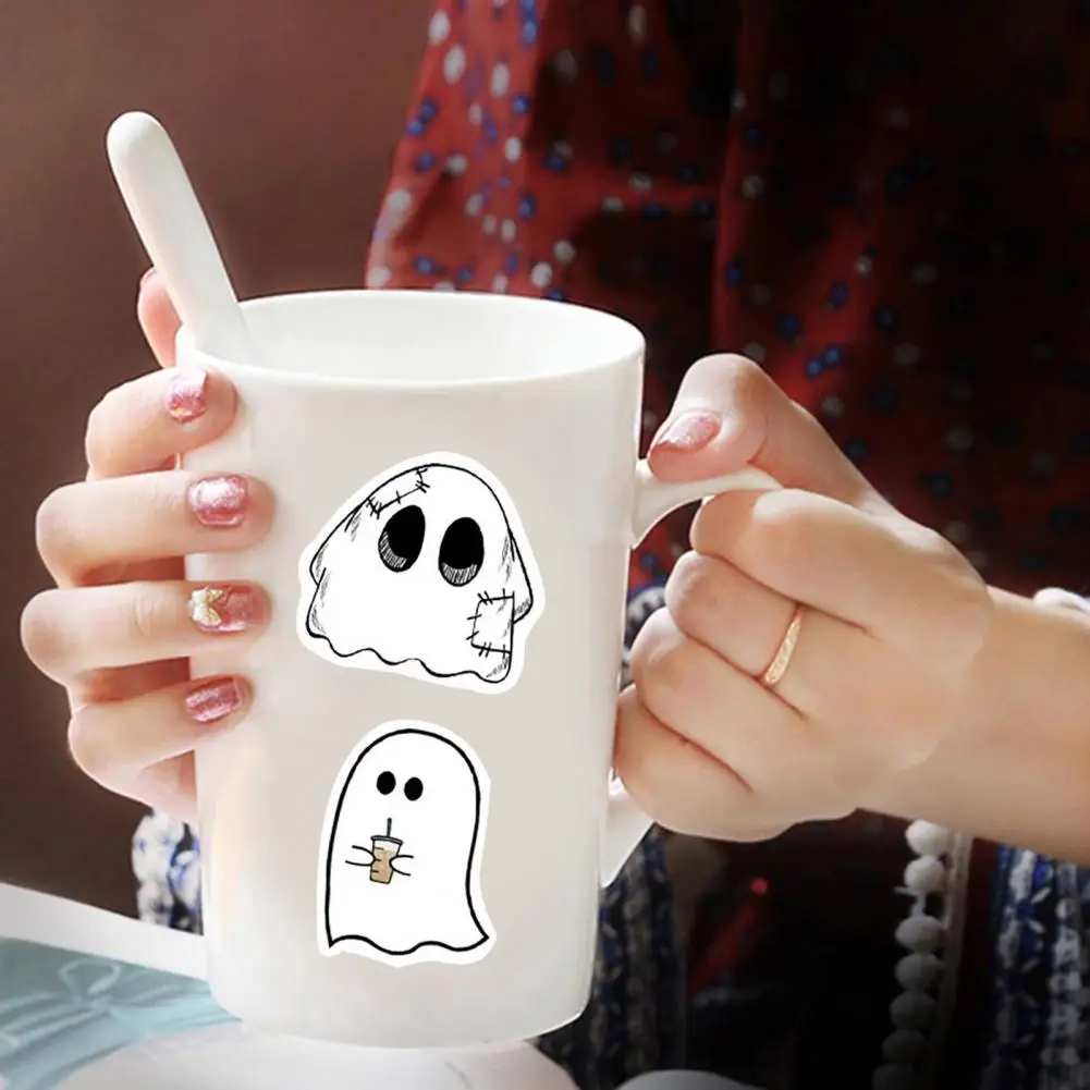 Juego de pegatinas impermeables de fantasma de Halloween, calcomanías de vinilo impermeables para botellas de agua, portátil, teléfono, más lindo para Halloween