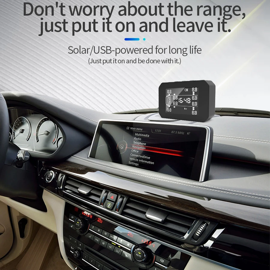 E-ACE التلقائي الشمسية USB شحن ذكي شاحنة مراقبة ضغط الإطارات ارتداء المياه والغبار رصد للعجلات 6/8/10