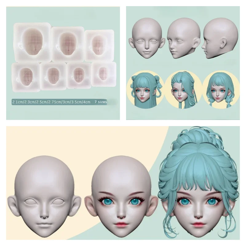 A Variety of Sizes Correct Proportion Polymer Clay Figure Silicone Face Mold DIY Animation Cartoon Character Face Making Mold
