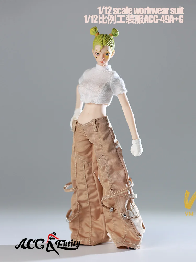 ACG-49 1/12 Casual Mode Stijl Korte mouwen T-shirt Werkbroek Kleding Model Fit 6 ''Vrouwelijke Soldaat Action Figure body Doll