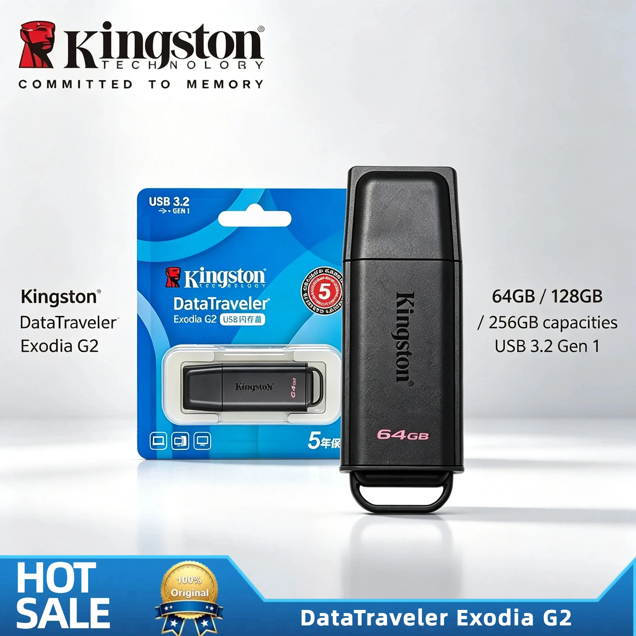 Kingston DTXG2 Exodia USB 3.2 Flash Drive 256GB 512GB 64GB 128GB Pen Drive U Disk Memory Stick for PC Desktop Pro