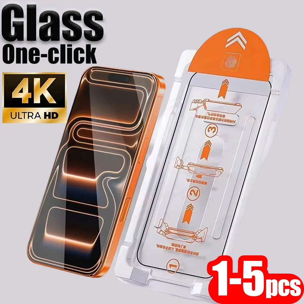 1–5 Stück HD-Displayschutzfolie für iPhone 17 15 Pro Max 16 11 12 13 14 XR X Xs 7 8 Plus SE 6 gehärtetes Glas einfache Installationsfolie