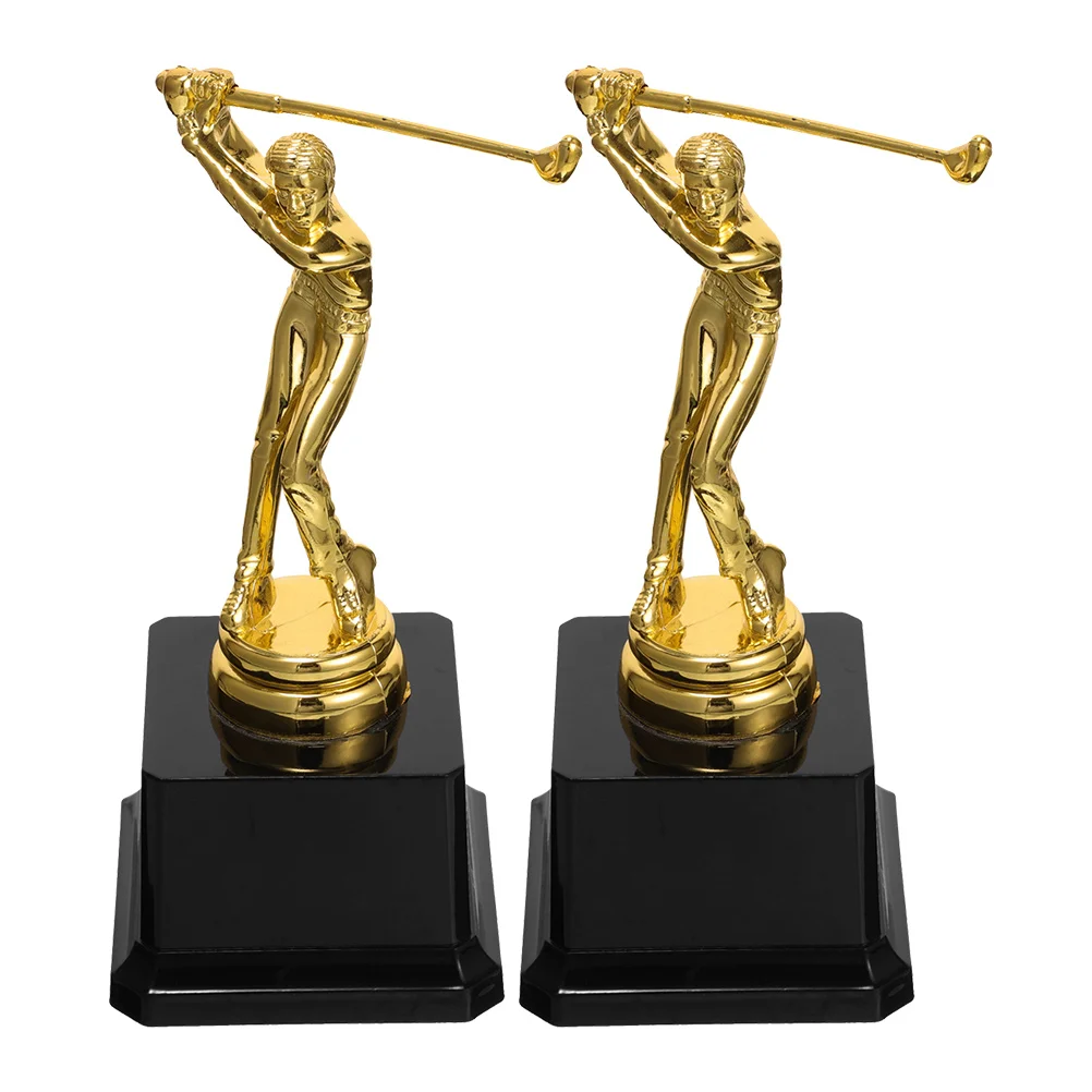 

2 Pcs Golf Trophy Decorative Award Delicate Athlete Modeling Plastic Trophies Abs Party Favors