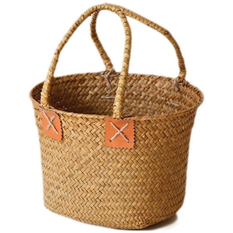 

Rattan Bag Storage Basket Round Beach Bag Women Straw Bag Woven Shoulder Bag Straw Travel For Women Girls