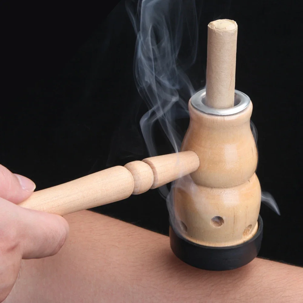 Gourd Moxibustion Box Wooden Moxa Stick Burner Holder Roll Set Wormwood Artemisia Acupuncture Burner Tool Moxa Strips