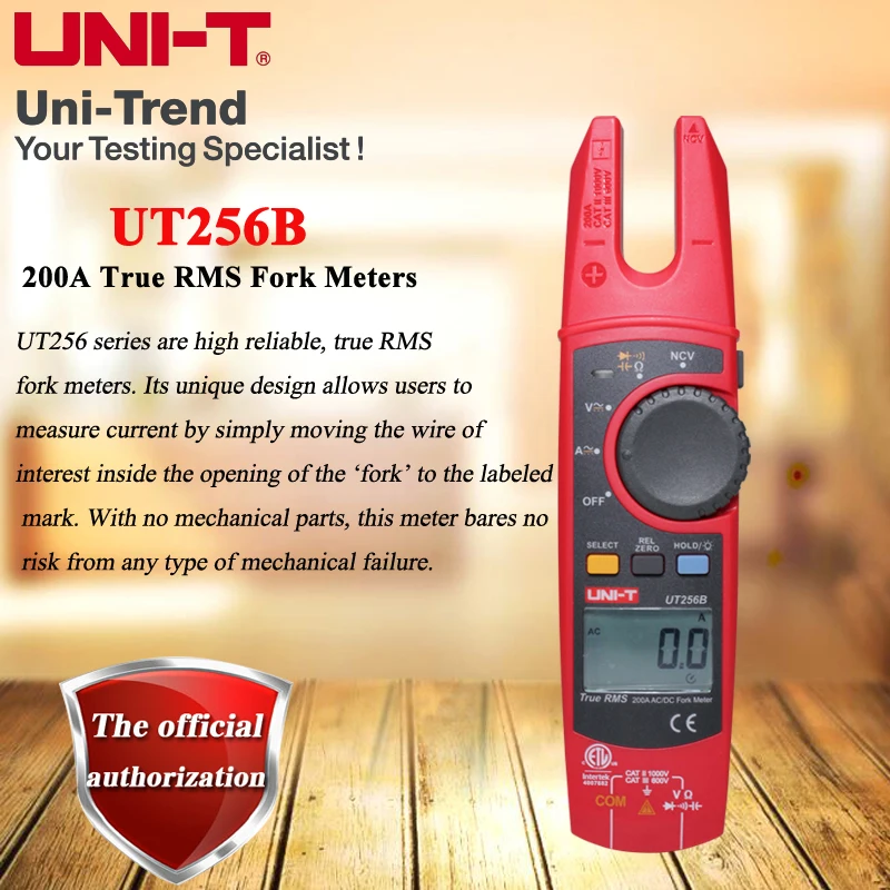 

UNI-T UT256B High Accuracy AC/DC 200A True RMS Fork Meters / Electrician Digital Clamp Meter