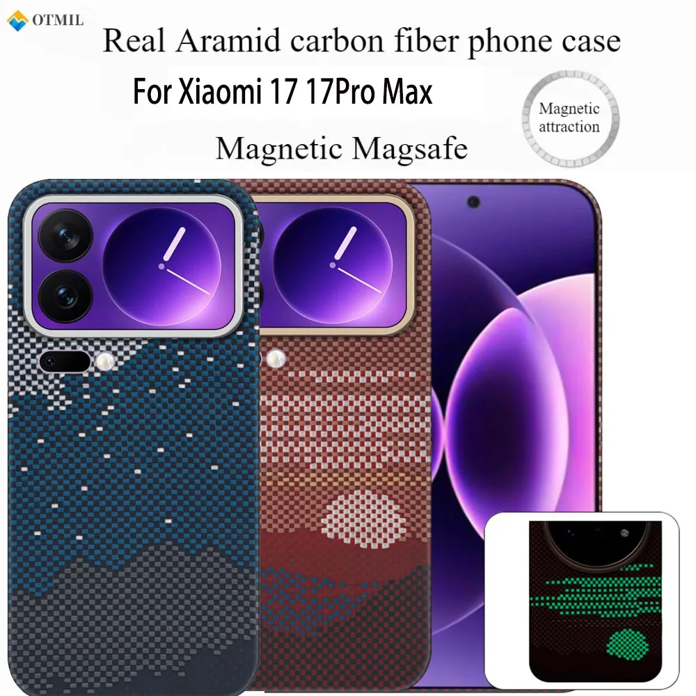 

Новый оригинальный чехол Magsafe из настоящего арамидного углеродного волокна 600D для xiaomi mi 17pro 17promax с магнитным шарниром, тонкий жесткий бронированный чехол