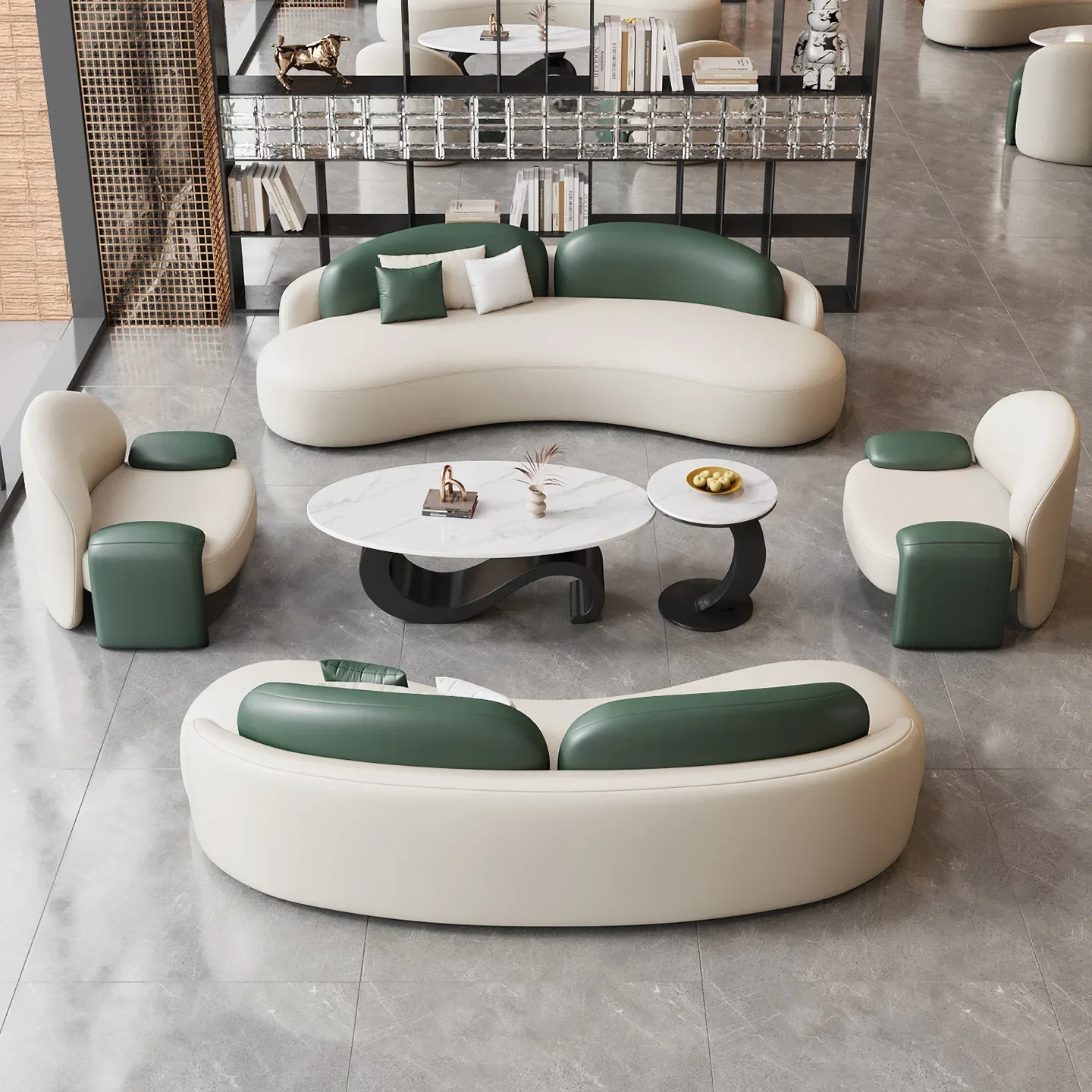 Hotel lobby sofa sales office lounge area meeting guests to negotiate sofa curved beauty salon reception sofa