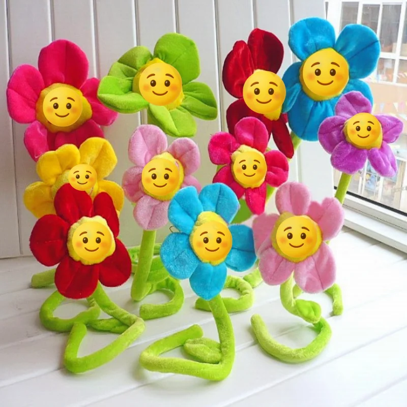 Sunflower 45cm  30pcs  Smile Face Sun Flower Bendable Stuffed Toys  Gift Curtain Buckle Tanabata Wedding Bouquet