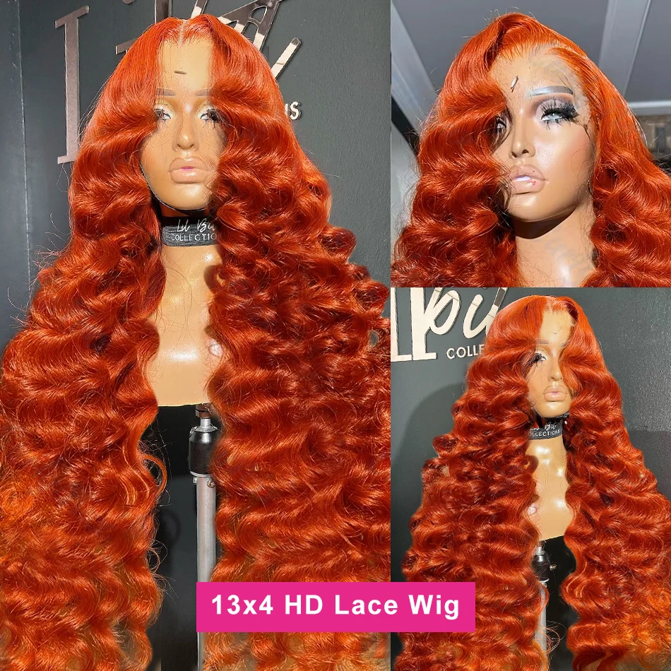 Ginger Loose Deep Wig 13x6 Hd Lace Frontal Wigs 220% Brazilian Orange Ginger Loose Wave 13x4 Lace Front Wig Human Hair For Women