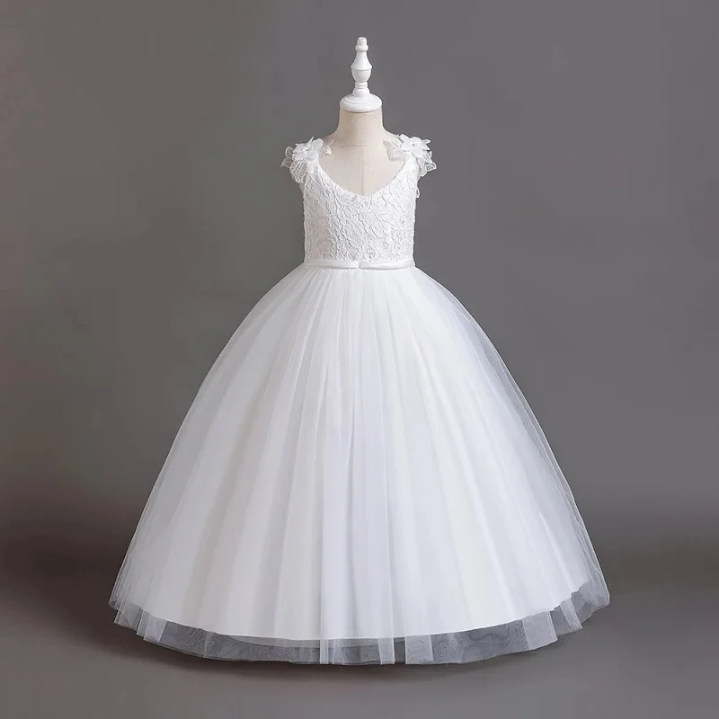 New Girl Flower summer Lace Princess Dress fluffy elegant evening dress baby birthday party girl princess dress 0-12 year old