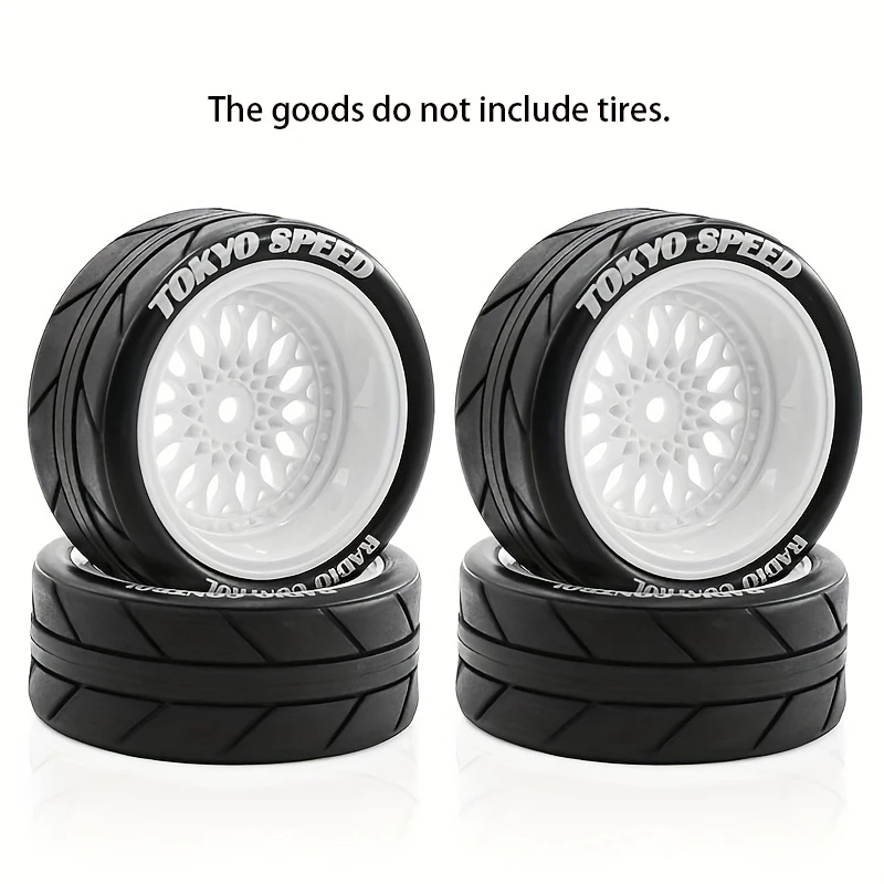 4 Uds 52mm 1/10 RC On-Road Drift Racing Car llanta de rueda de plástico bujes de rueda para Tamiya XV02 Kyosho HSP HPI Sakura Traxxas RedCat