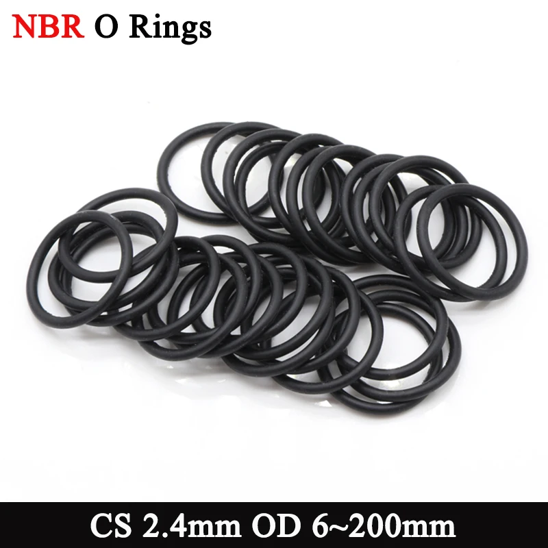 

10/50Pcs Black NBR O Ring Gasket Thickness CS 2.4mm OD 6~200mm Nitrile Rubber Round Corrosion Oil Resist Sealing Washer Gaskets